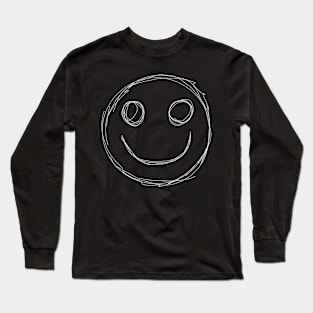 Dark and Gritty Emoji Smiley Face (white) Long Sleeve T-Shirt